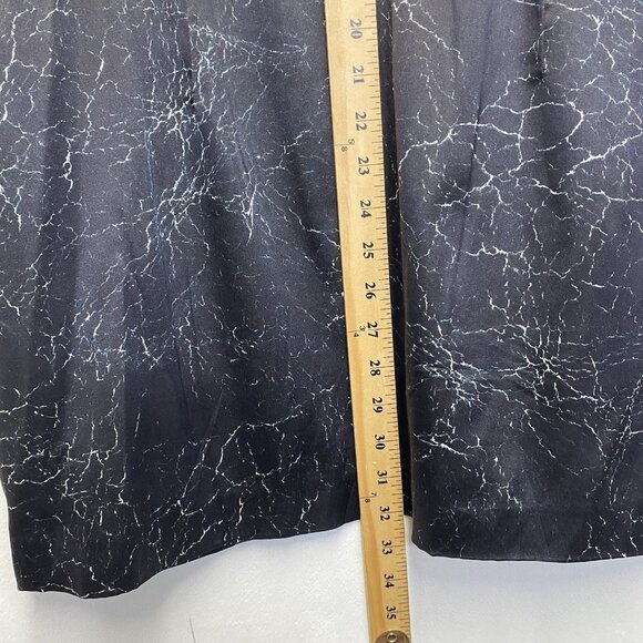 Theory Shaima Cracked Leather Print Silk Shift Dress Women 8 Black Sleeveless - Picture 5 of 12